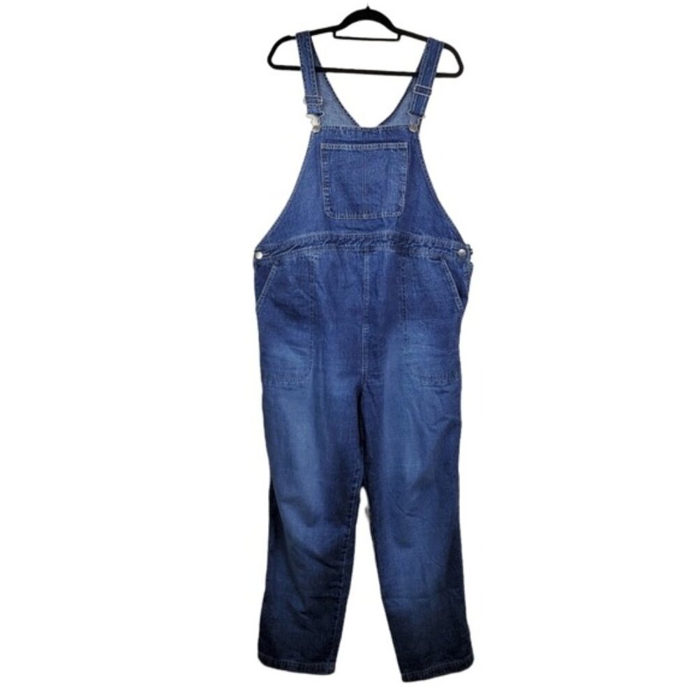 Duo Maternity Womens Blue Denim Jean Overalls Size L